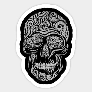 Swirly Skull (grey) Sticker